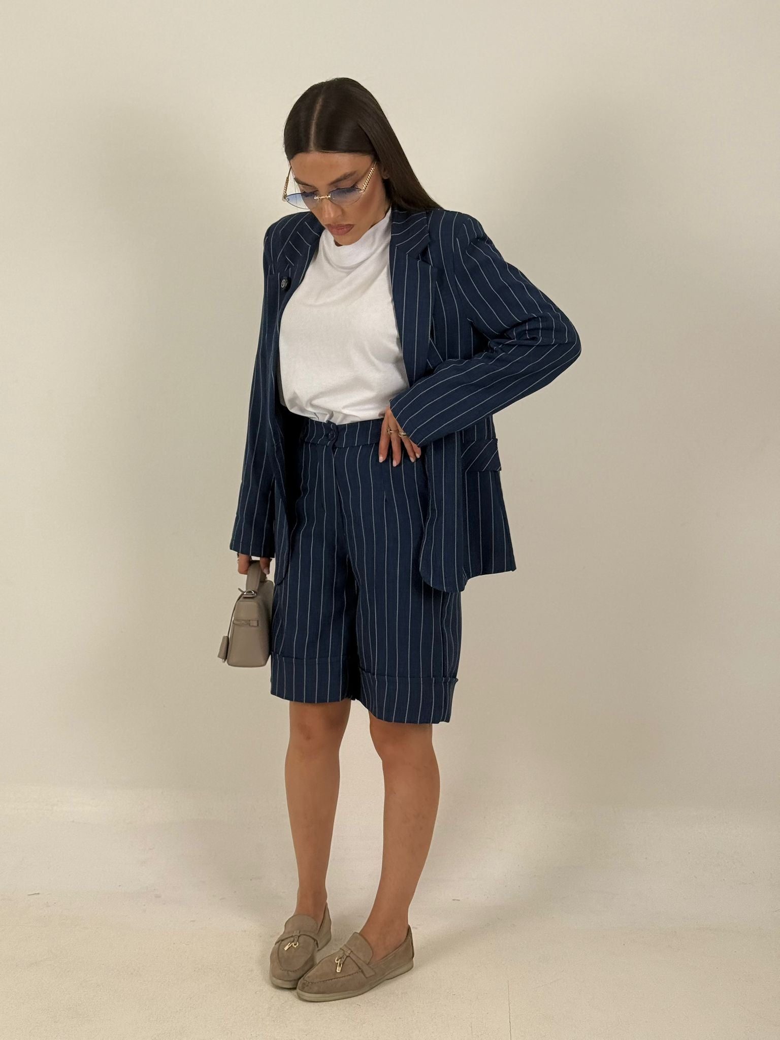 Tailleur CARMELITA - Giacca e bermuda gessato