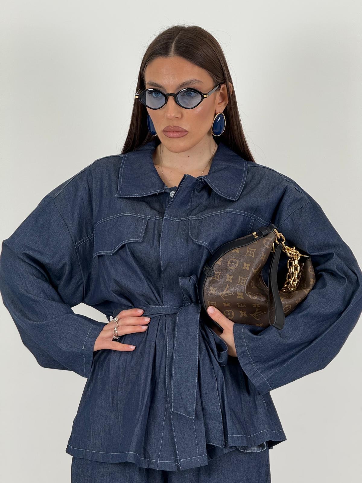 Cordset ALEXA - Completo camicia con cintura e pantalone in jeans