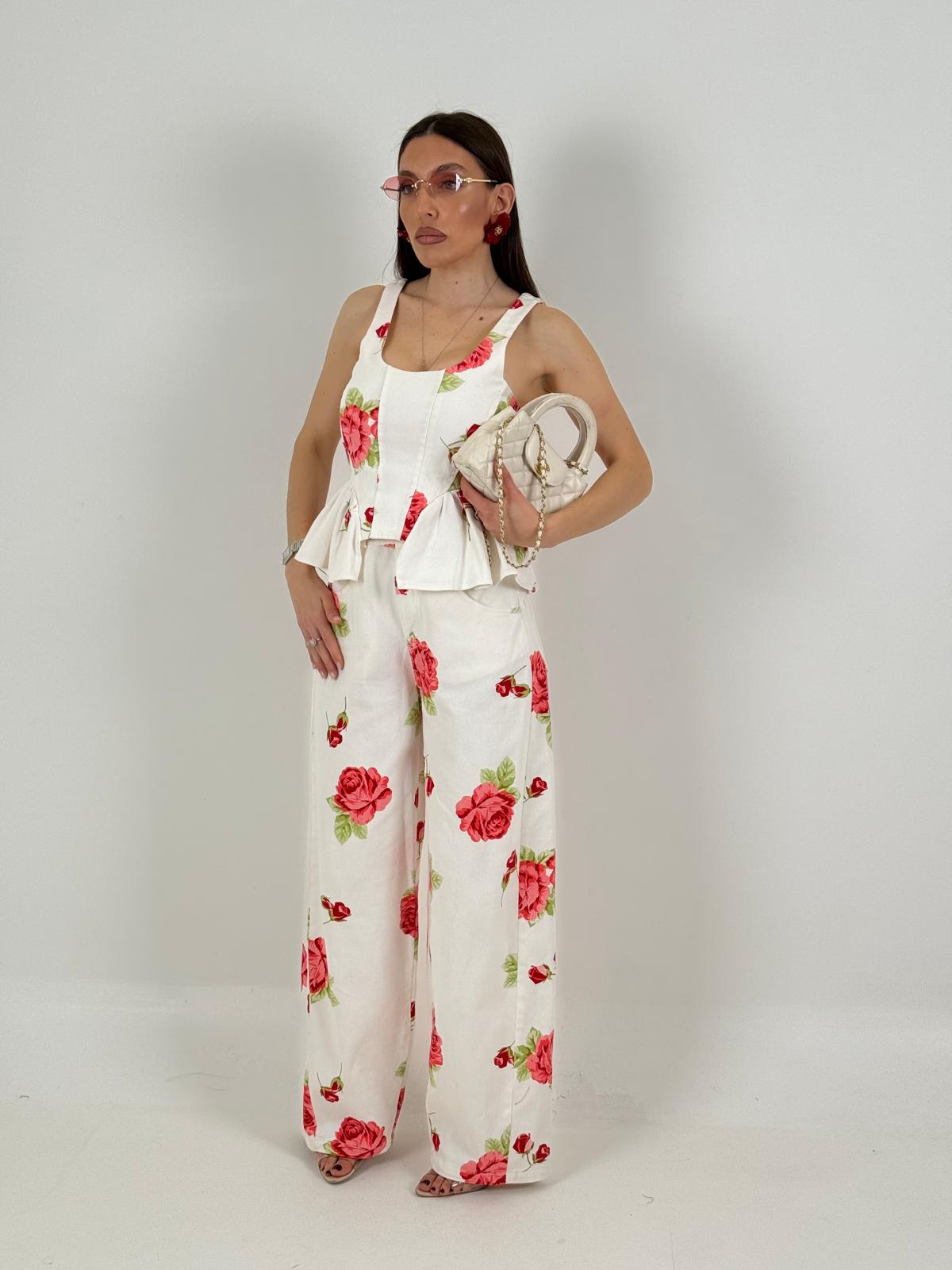 Cordset BROOKE - Top e pantalone fantasia a fiore - Completo Lumina