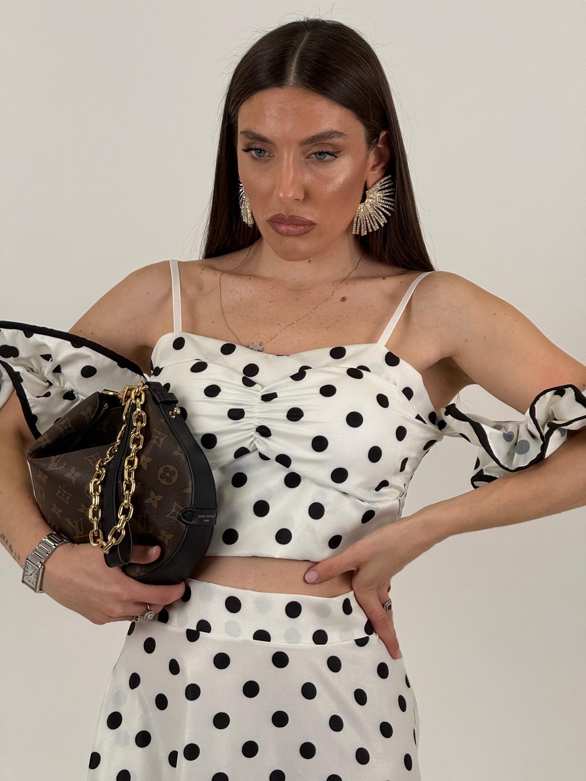 Cordset SELVA - Completo top e gonna lunga a pois