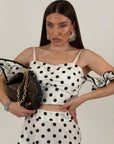 Cordset SELVA - Completo top e gonna lunga a pois