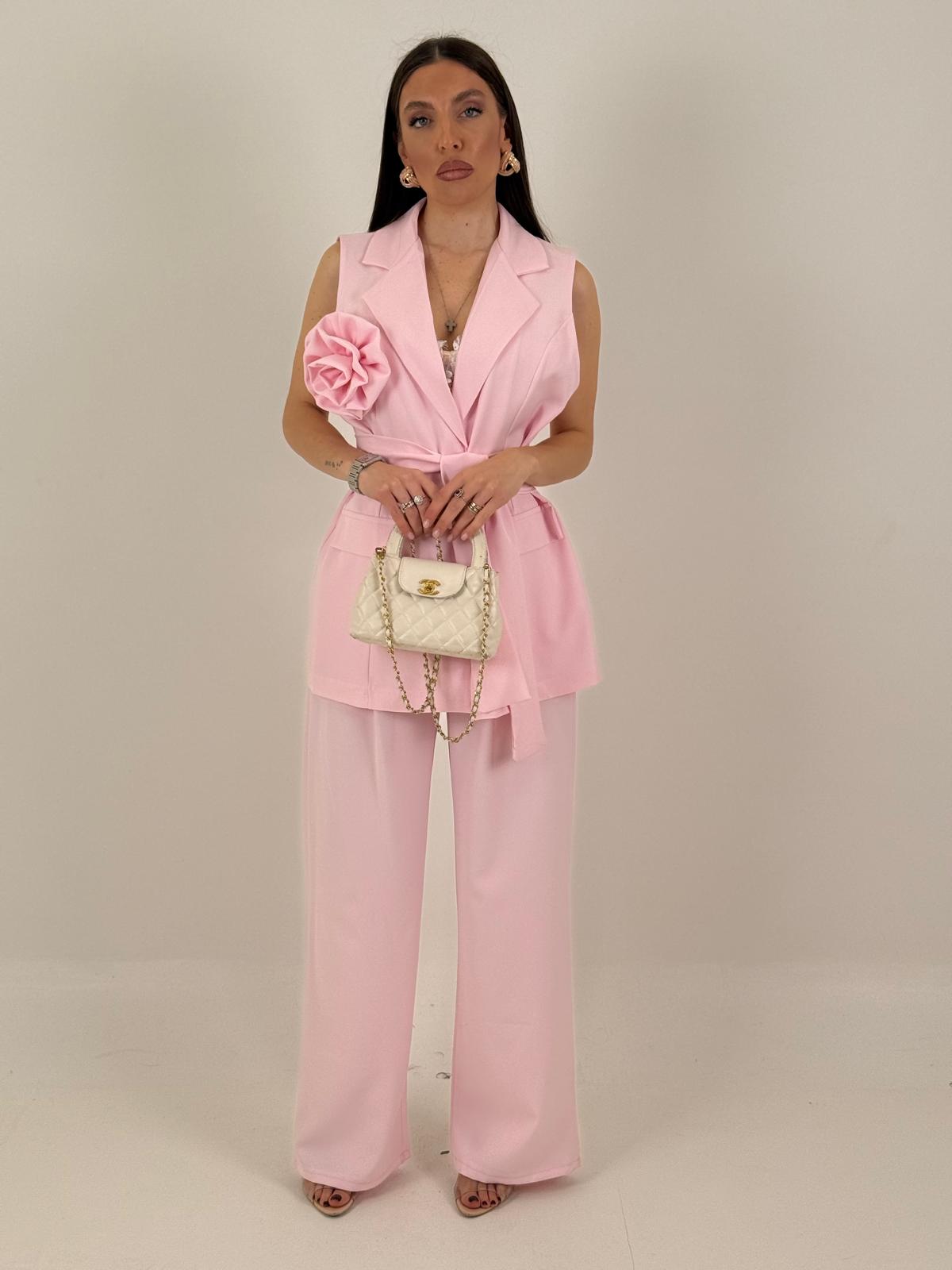 Tailleur PEONIA - Completo gilet con fiore e pantalone