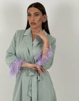 Abito MARE - abito longuette a kimono con piume sulle maniche