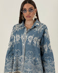 Camicia VIKTORI - camicia effetto jeans con decori in pizzo beige