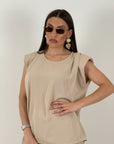 Cordset HAZIRAN - completo composto da maglia con spalline imbottite e pantalone palazzo plissettato