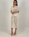 Abito ERMANN - abito longuette in pizzo crema con bottoni gioiello - collezione chic