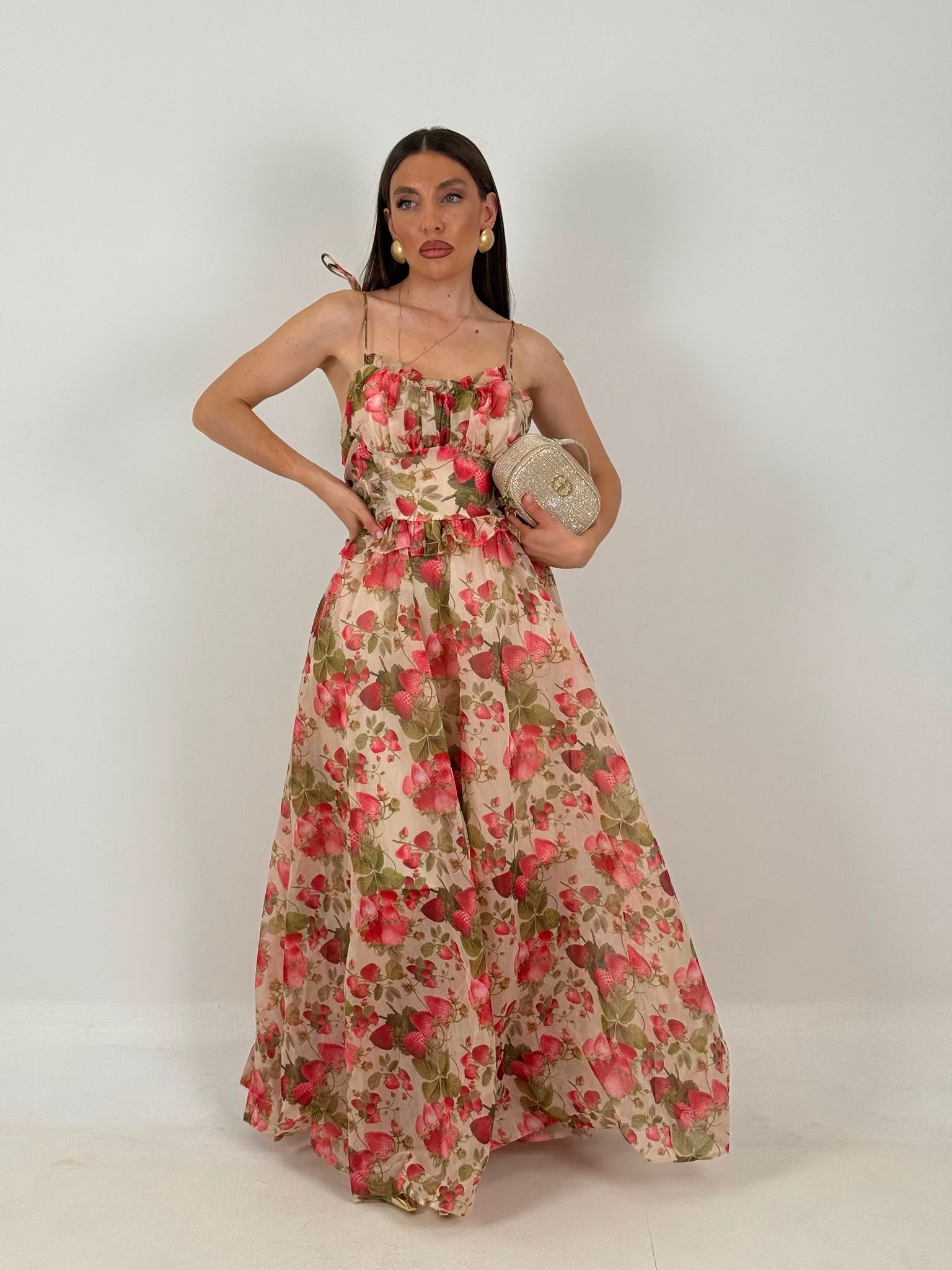 Abito FRAGOLINA - abito lungo fantasia fragole COLLEZIONE CHIC