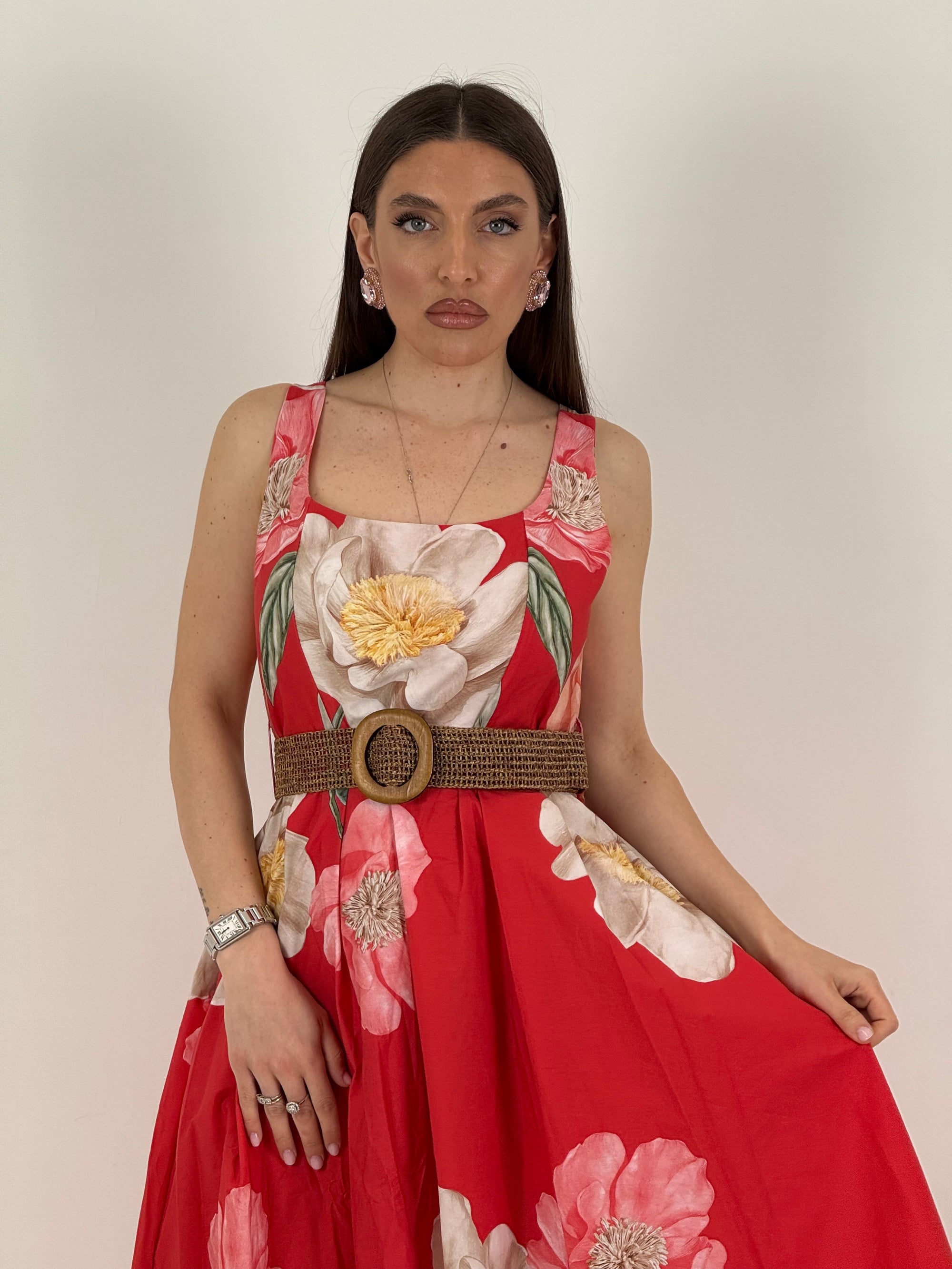 Abito follow - abito longuette in cotone fantasia fiori - collezione chic