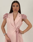 SALDO Tailleur CONCHIGLIA- tailleur giacca con spallina particolare e fiocco nel lato e pantalone palazzo
