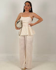 Cordset RICAMO - completo composto da top con spalline ricamato e pantalone ricamato