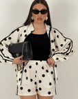 Cordset BALL - Completo giacca con zip e pantaloncino a pois