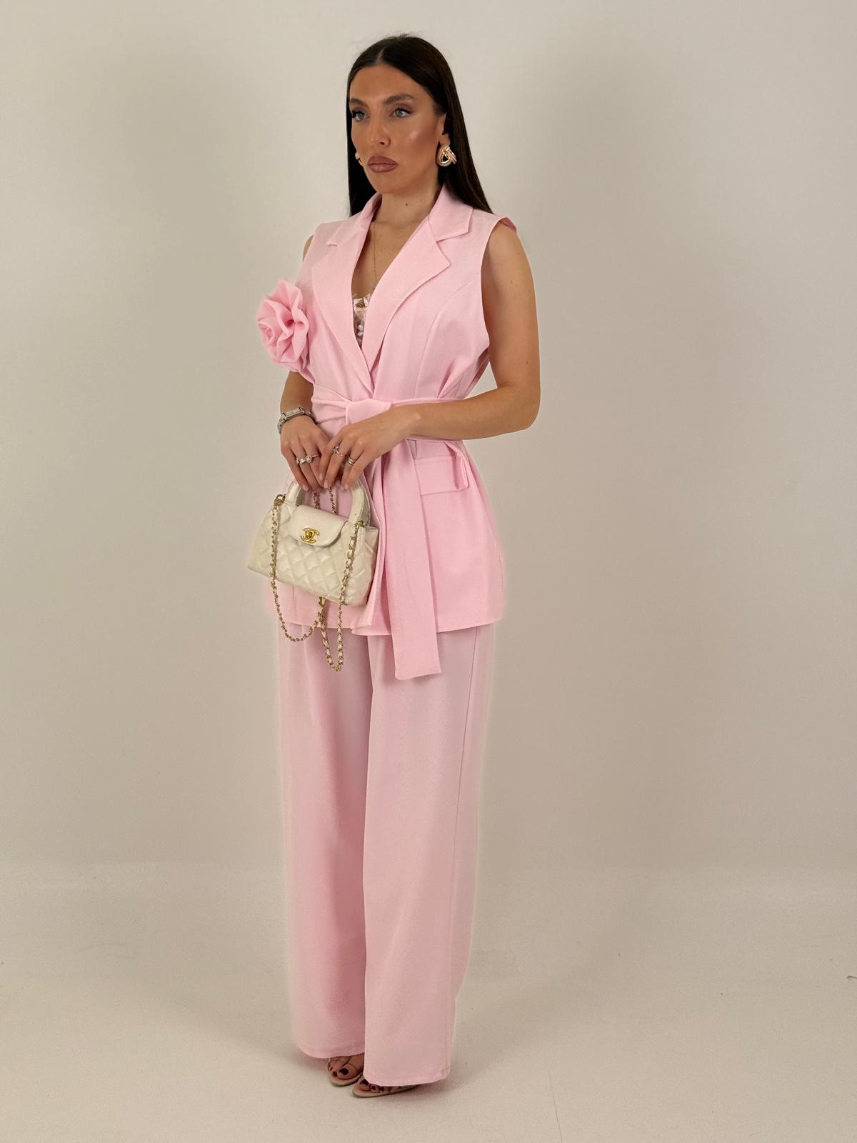 Tailleur PEONIA - Completo gilet con fiore e pantalone