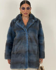 Pelliccia in visone blu N49 - cappotto in visone blu - taglio orizzontale- top quality - NUOVO