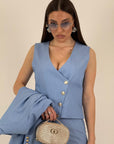 Tailleur CIELO - Completo tre pezzi , gilet giacca e pantalone - Tailleur sartoriale