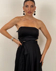 Completo in Satin top e gonna lunga modello pareo