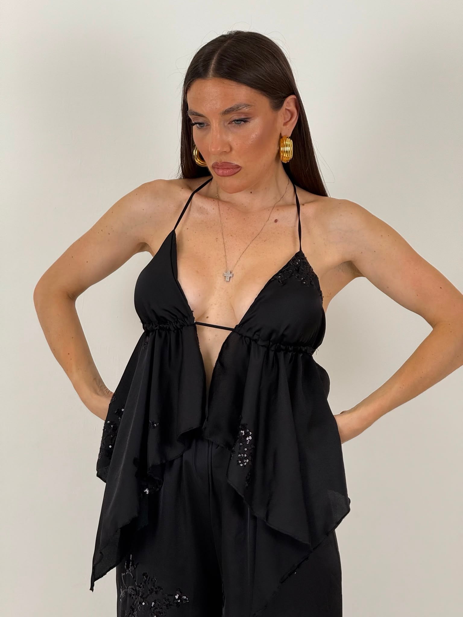 CORDSET MARIA - completo composto da top e pantalone in paillettes