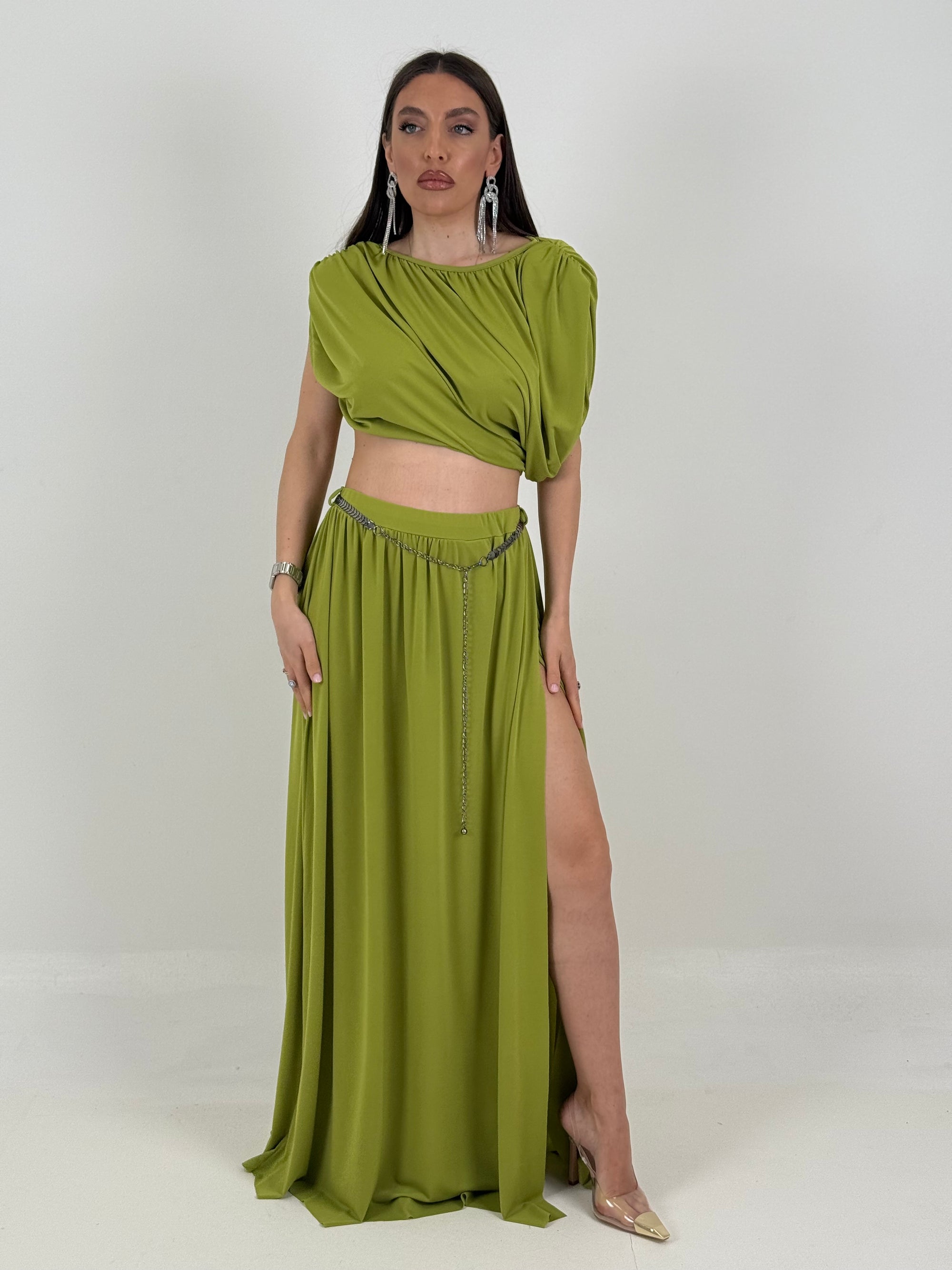 CORDSET ZANTE - Completo top corto e gonna lunga con spacco