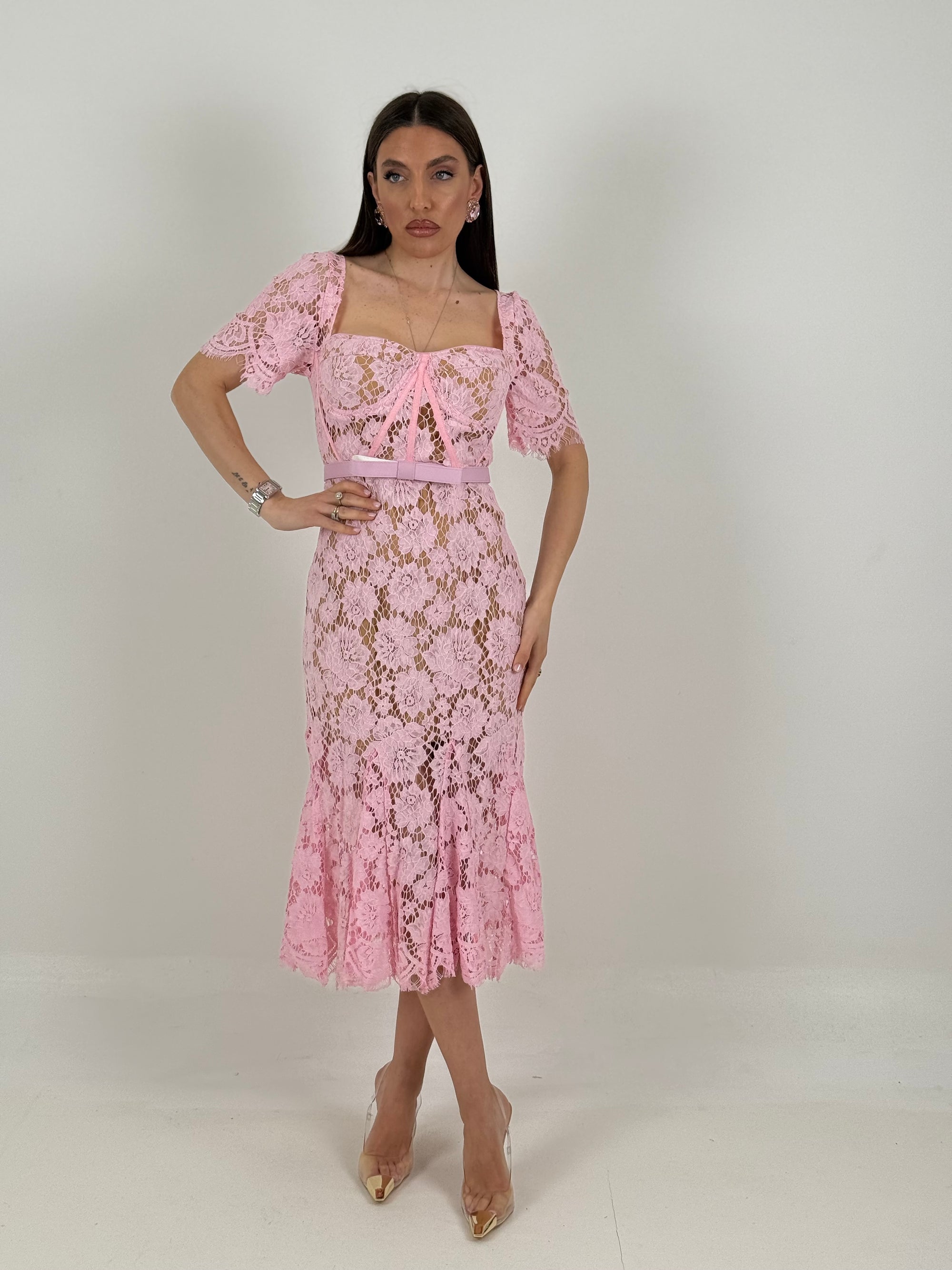 Abito AURI - abito longuette in pizzo con coppa preformata - collezione chic