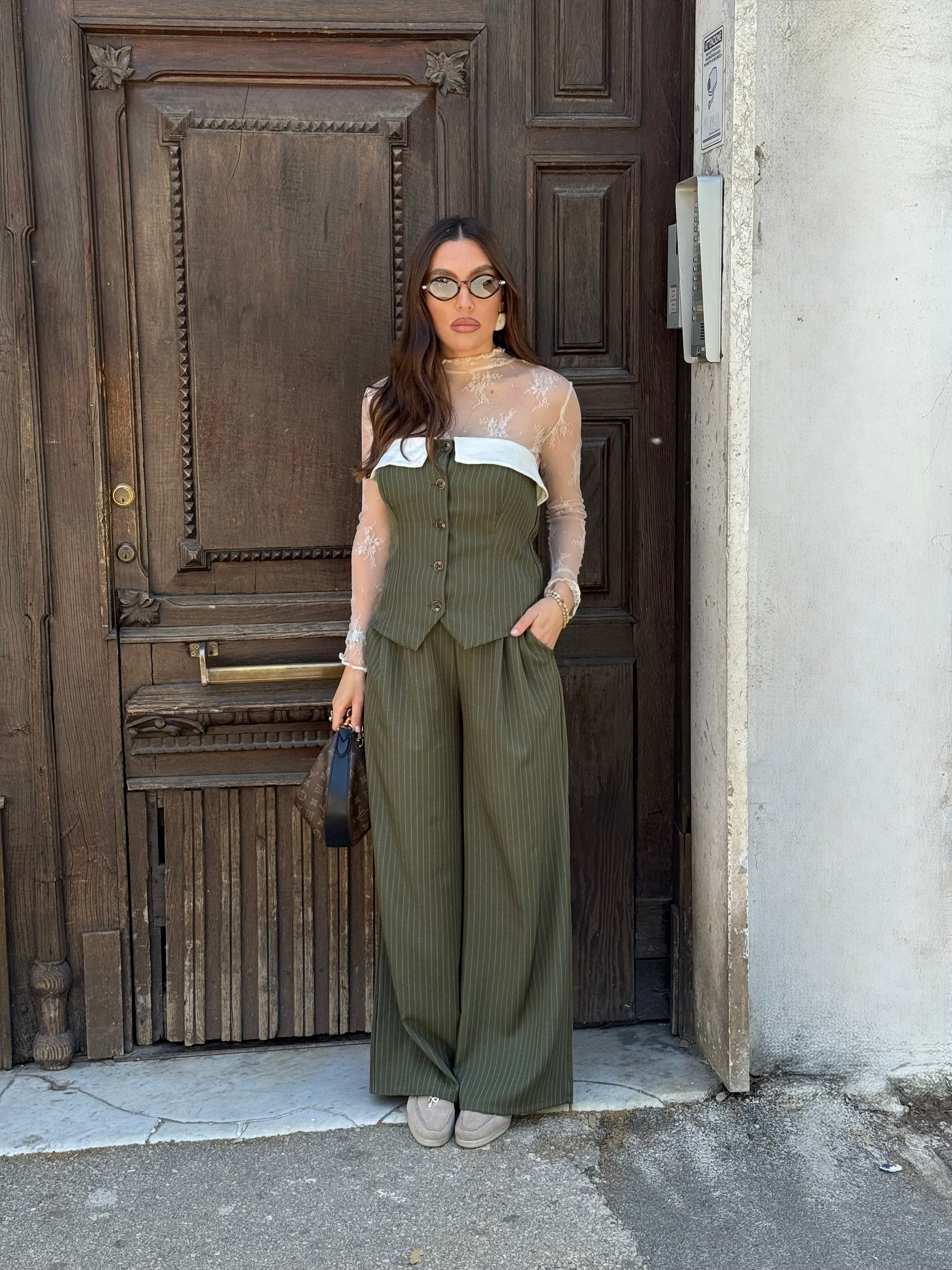 Cordset NUNZIA - completo top a fascia e pantalone palazzo - tailleur estivo
