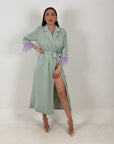 Abito MARE - abito longuette a kimono con piume sulle maniche