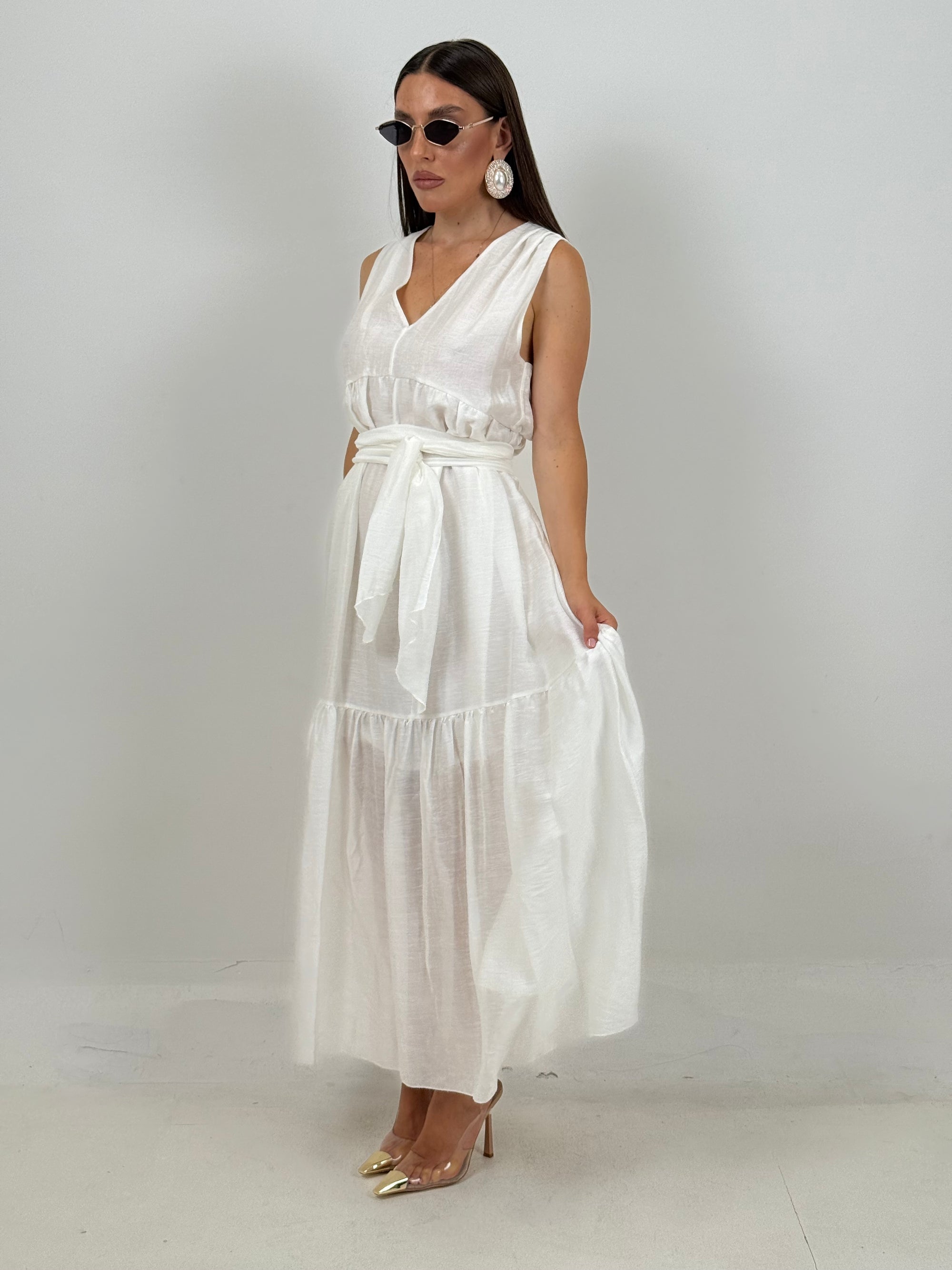 Abito IMMAGINATION - abito lungo in organza con cintura in vita
