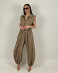 Cordset DARCY - Completo blusa corta con zip e pantalone