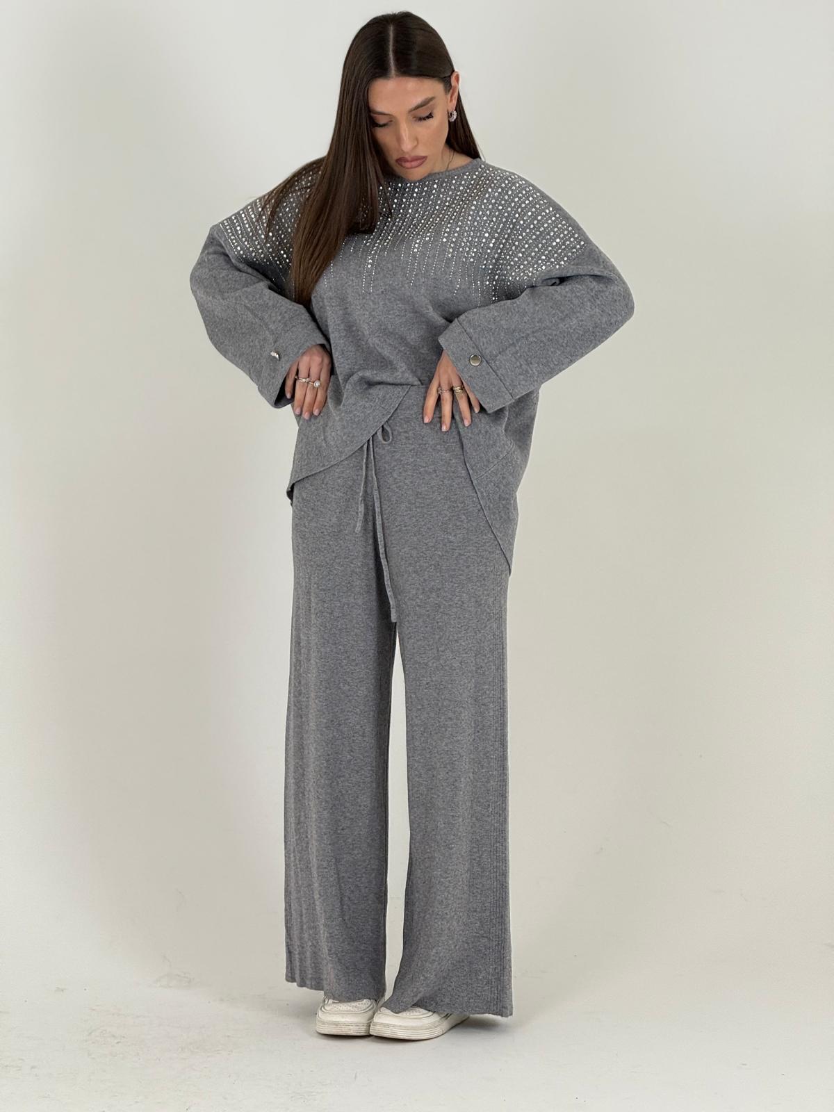 Tuta MELIS - Completo blusa con Swarovski e pantalone