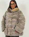 Pelliccia in visone zaffiro e beige N127 - giacca in visone double Face
