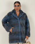 Pelliccia in visone blu N49 - cappotto in visone blu - taglio orizzontale- top quality - NUOVO