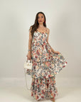 Abito LUCIA - abito lungo con balze sulla gonna fantasia a fiori COLLEZIONE CHIC