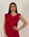 Completo BIANCA - completo top con dettaglio dorato e pantalone palazzo