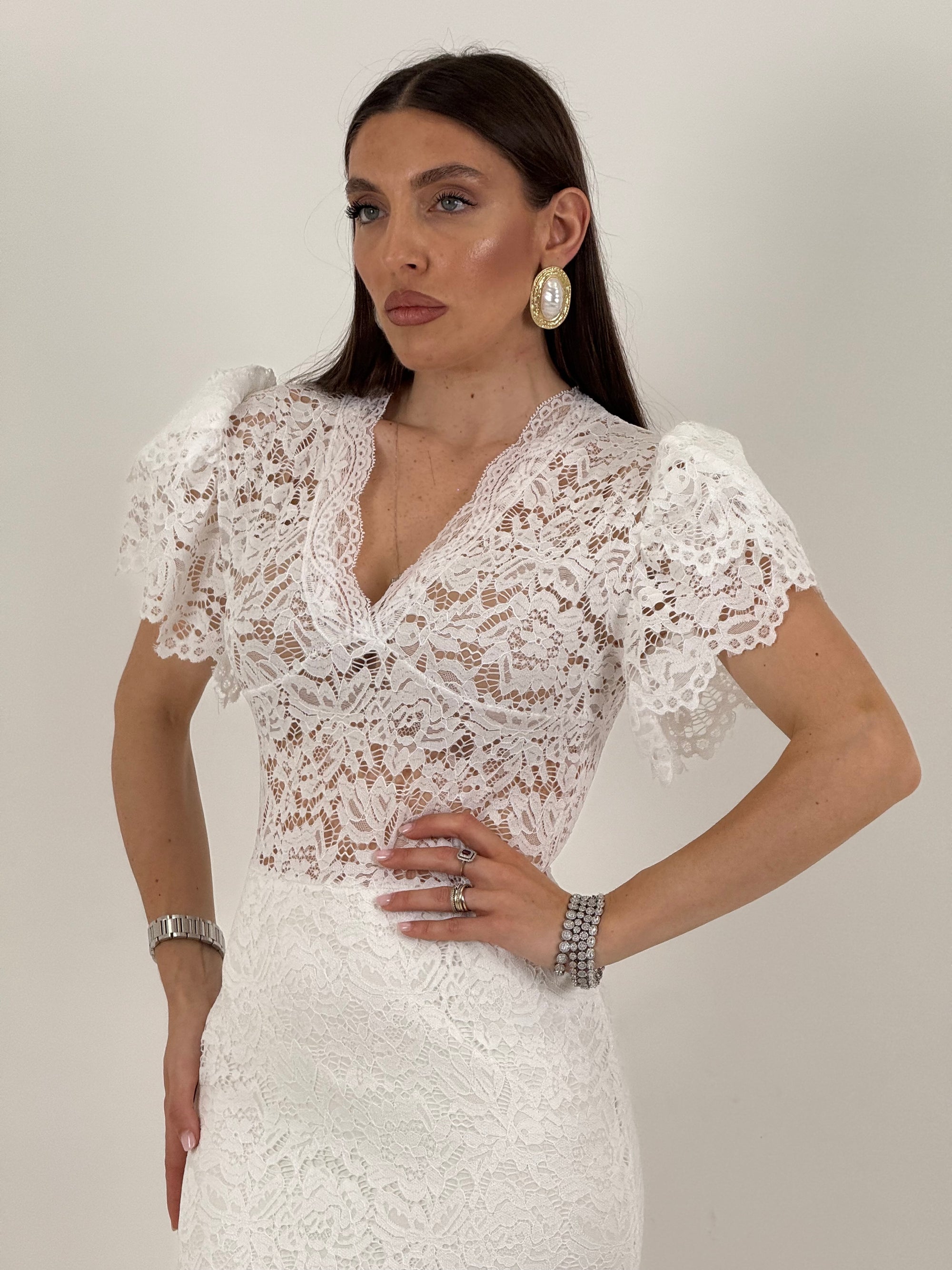 Abito AMBER - abito longuette in pizzo - tessuto elastico - COLLEZIONE CHIC