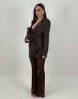Tailleur CHÓ - tailleur giacca con fiocco in vita e pantaloni in pizzo