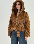 Pelliccia in visone miele - taglio obliquo