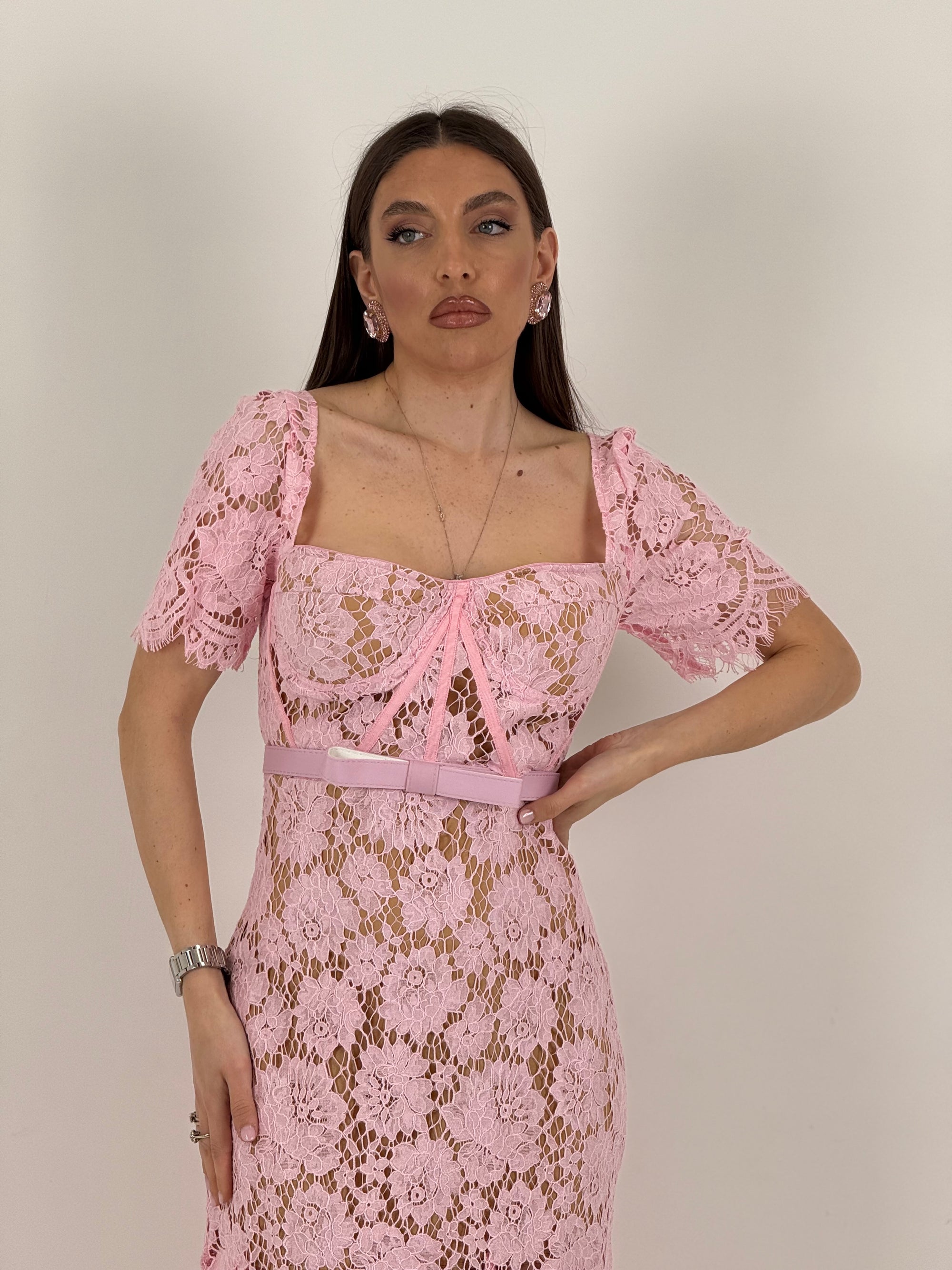 Abito AURI - abito longuette in pizzo con coppa preformata - collezione chic