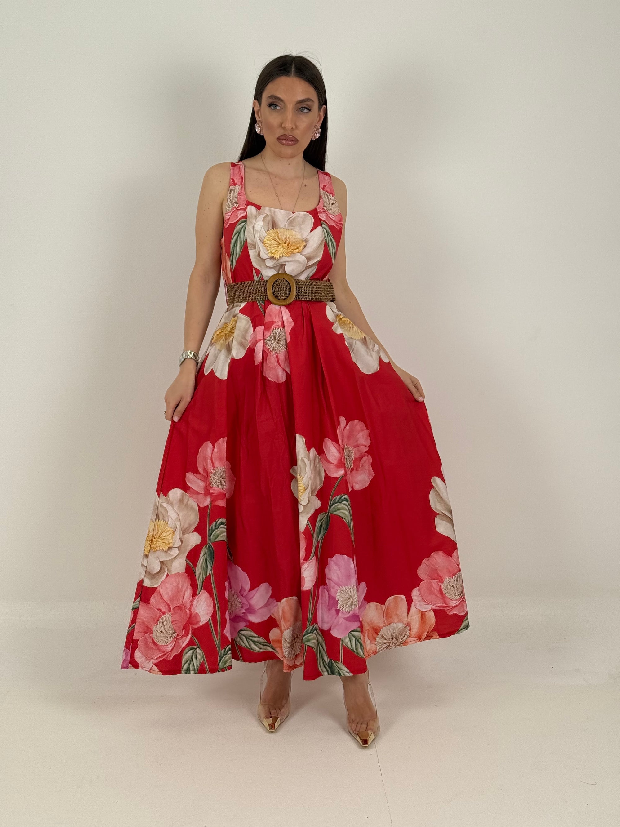 Abito follow - abito longuette in cotone fantasia fiori - collezione chic