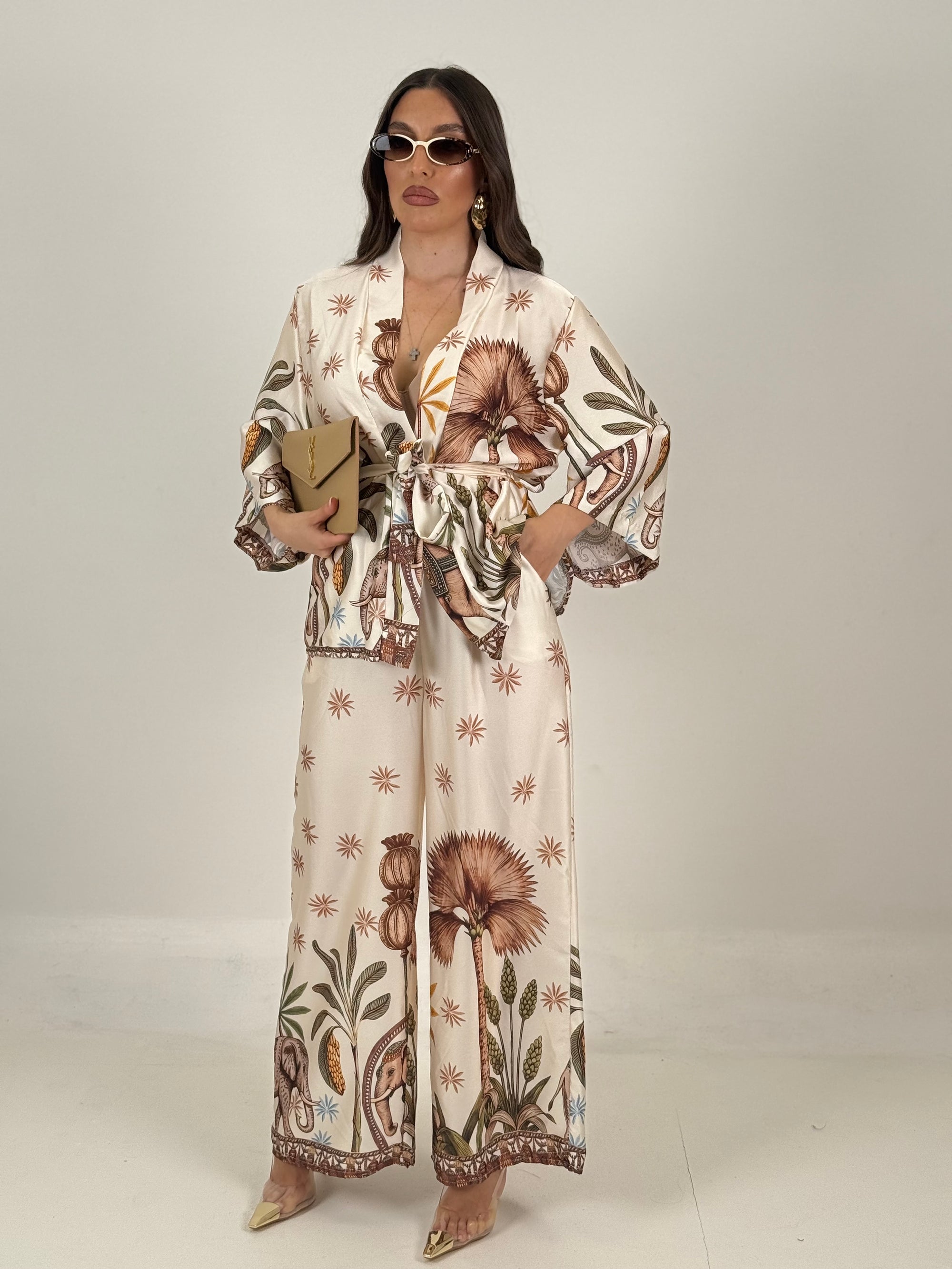 Tailleur kimono CIRCUS - io a casa dell’hockey Monaco e pantalone, palazzo effetto seta