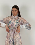 Abito MAESTÀ - abito in chiffon fantasia fiori con inserti in pizzo - collezione chic