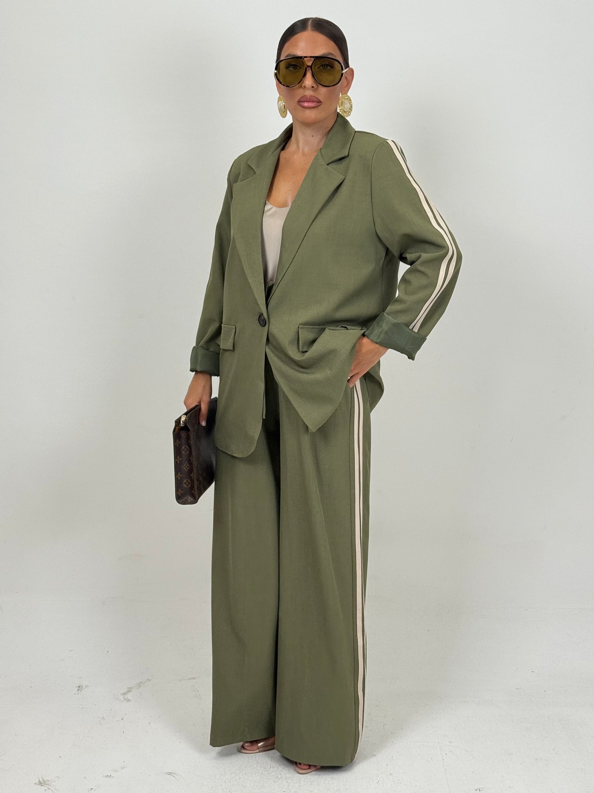 Tailleur BARCELLONA - giacca over con pantalone palazzo con riga laterale