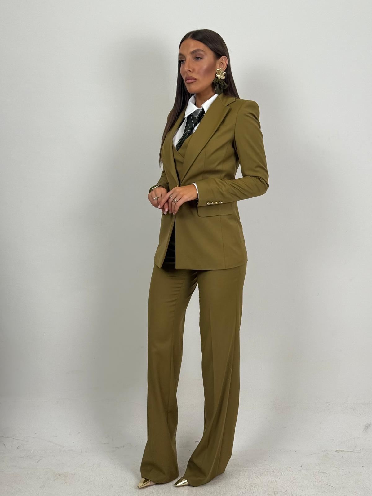Tailleur USHA - Completo sartoriale tre pezzi - Giacca unico bottone gilet e pantalone