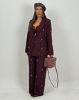 Tailleur Katia - Chaqueta y pantalones completos con detalles de piedra