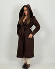 Cappotto Queen - cappotto lungo in panno con cappuccio e cintura