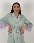 Abito MARE - abito longuette a kimono con piume sulle maniche