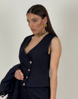 Tailleur MIRY - tailleur sartoriale 3 pezzi - gilet giacca e pantalone palazzo