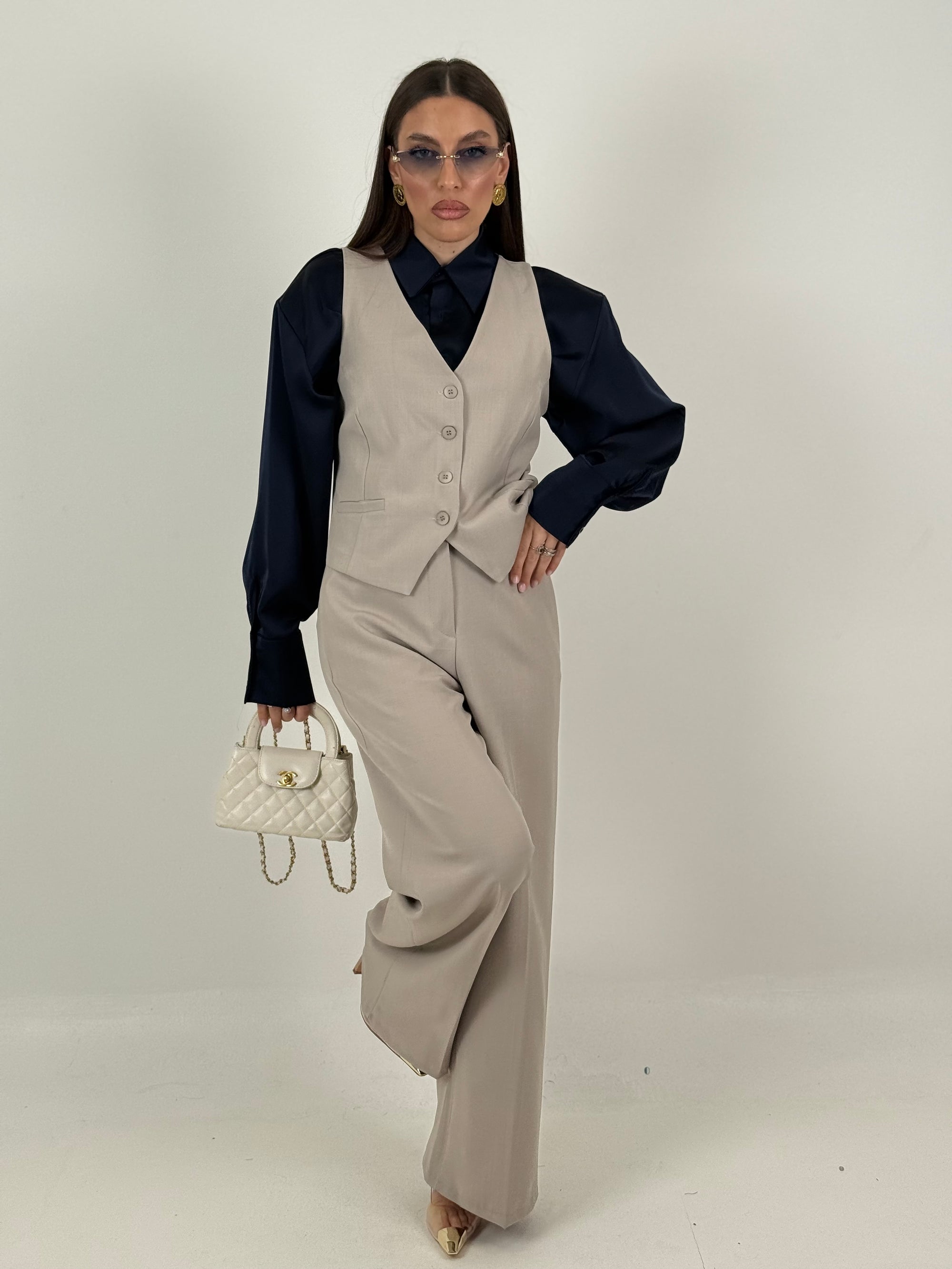 Tailleur LORETTA - Completo gilet e pantalone palazzo