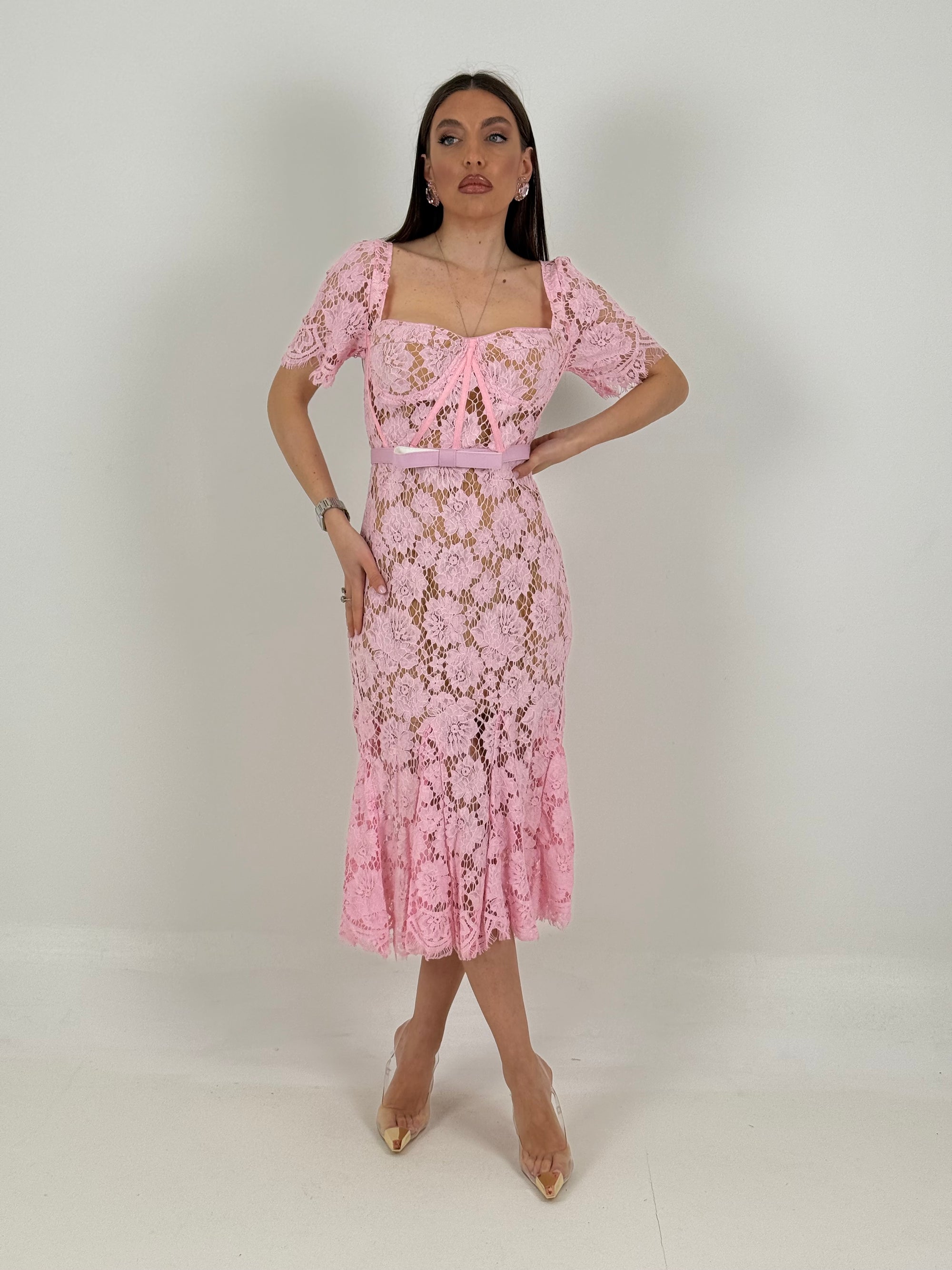 Abito AURI - abito longuette in pizzo con coppa preformata - collezione chic