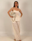 Cordset RICAMO - completo composto da top con spalline ricamato e pantalone ricamato