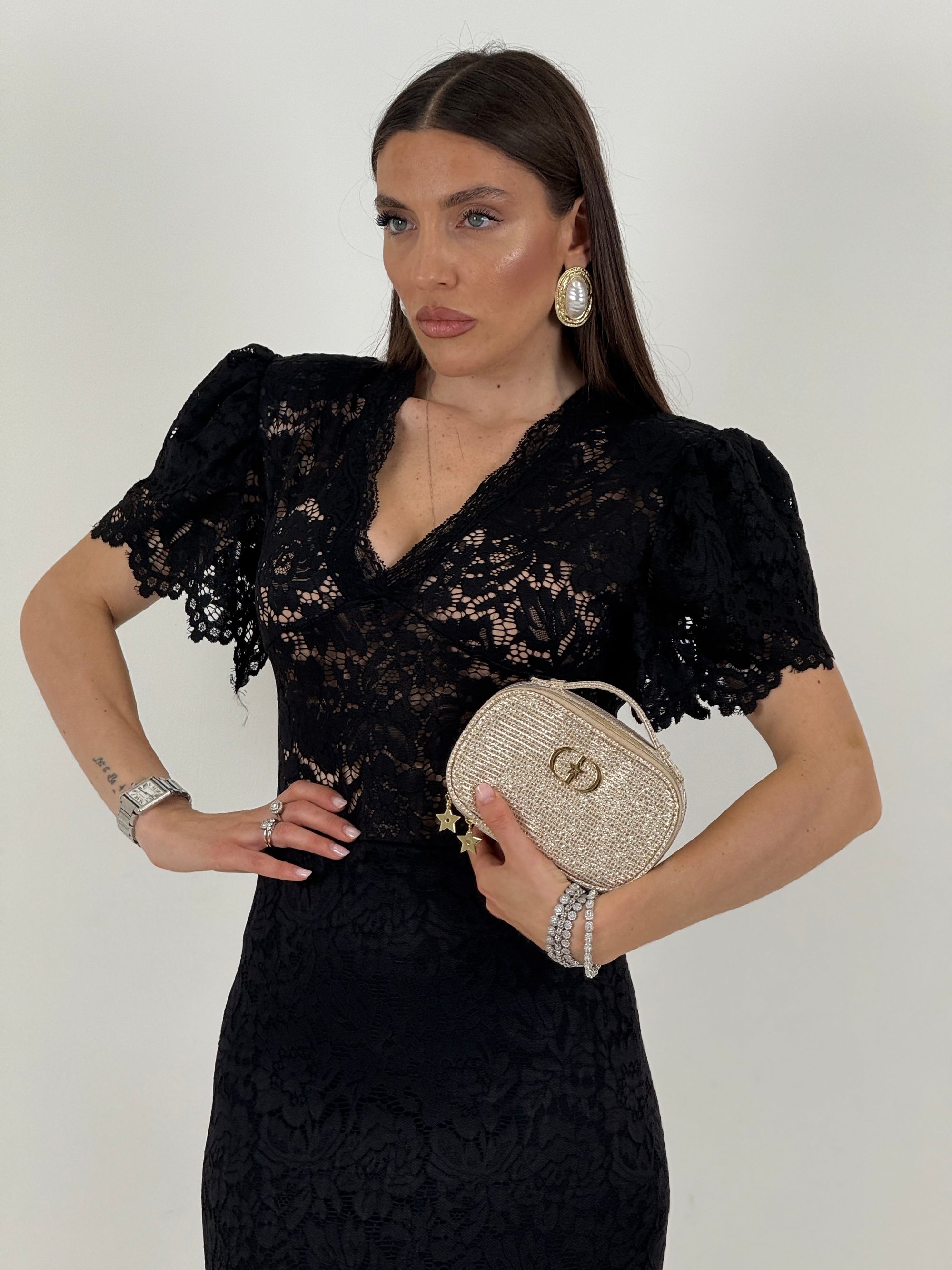 Abito AMBER - abito longuette in pizzo - tessuto elastico - COLLEZIONE CHIC