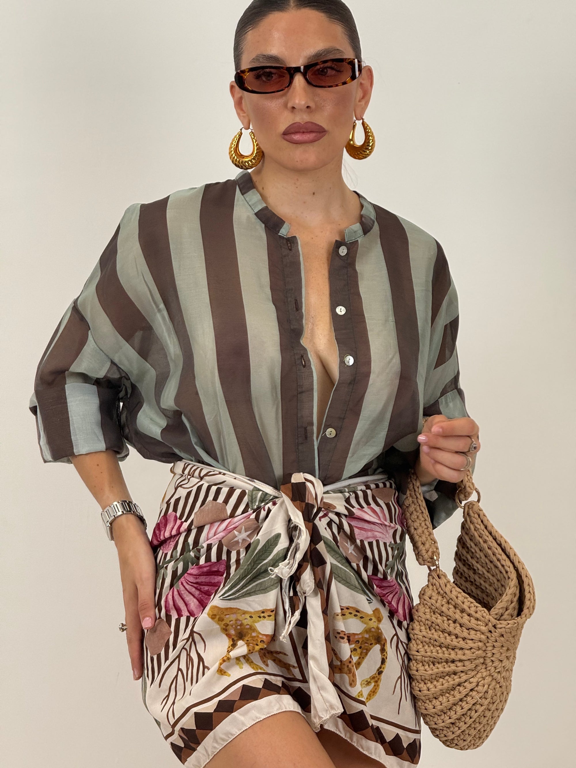 Camicia salvia e marrone