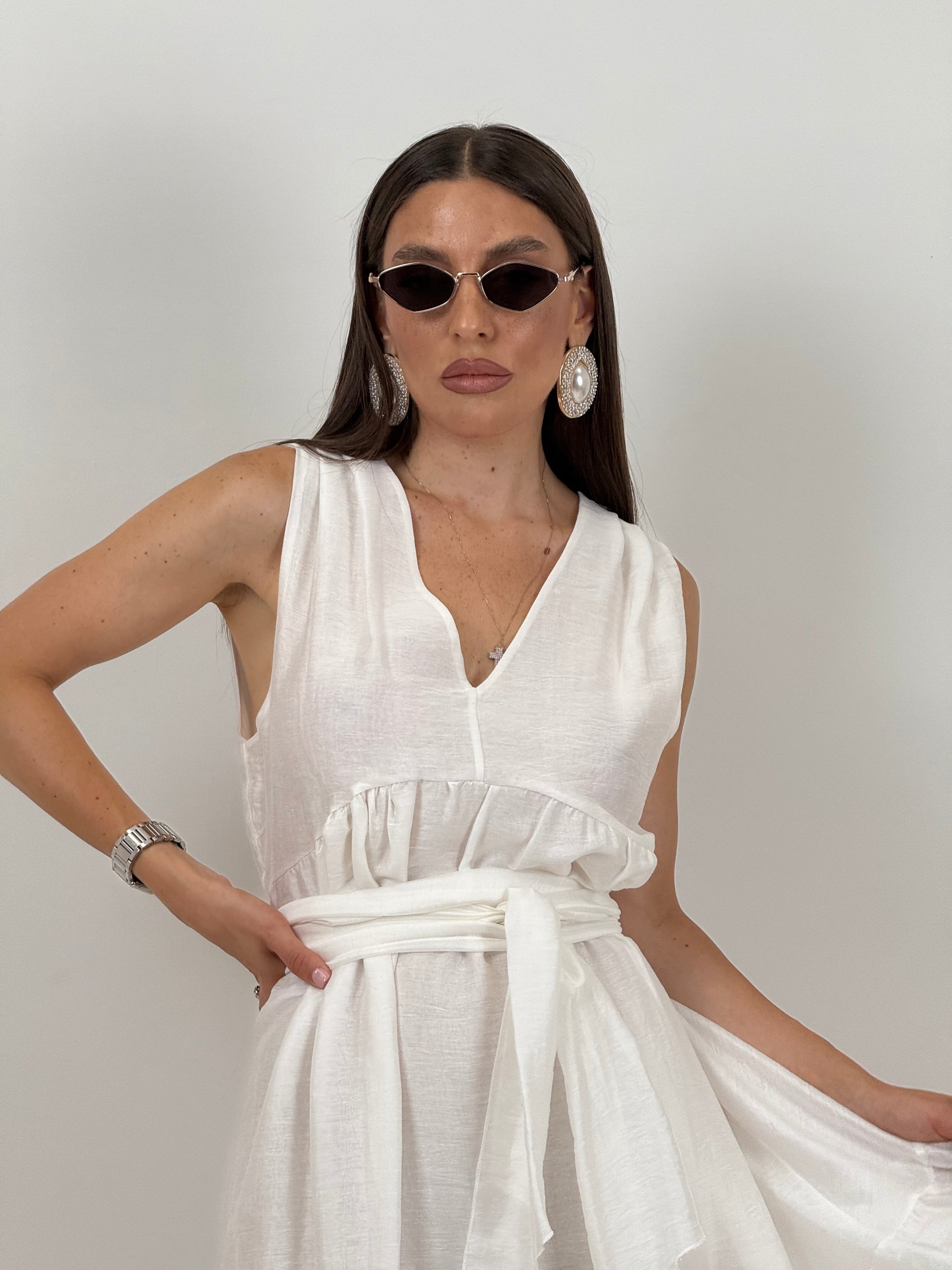 Abito IMMAGINATION - abito lungo in organza con cintura in vita
